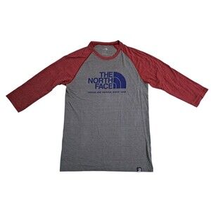 North Face Baseball Tee Men's Small Raglan 3/4 Sleeve Skater Gorpcore Shirt Red